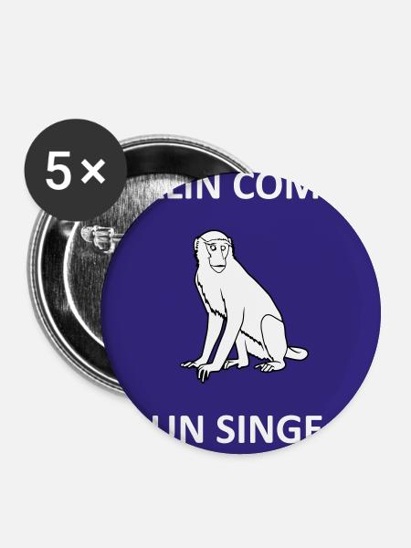 Clever wie ein Affe - Buttons groß 56 mm (5er Pack) - Weiß