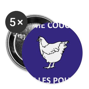 Je me couche avec les poules - Lot de 5 grands badges (56 mm) - blanc - Devant