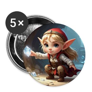 Kleiner Elfen-Diamantenschatz - Buttons groß 56 mm (5er Pack) - Weiß - Vorne