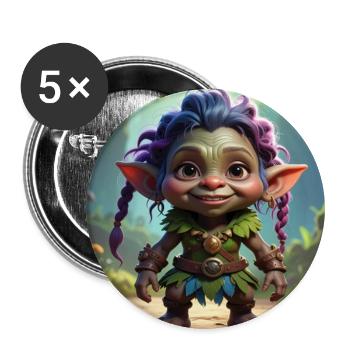Nain de forêt à la crinière colorée - Lot de 5 grands badges (56 mm) - blanc - Devant