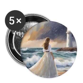 The Woman and the Lighthouse - Buttons large 2.2''/56 mm (5-pack) - white - Front