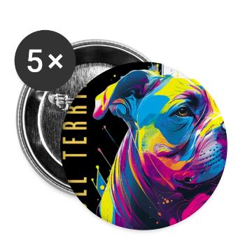 Staffie Head Popart - 050 - Buttons groß 56 mm (5er Pack) - Weiß - Vorne