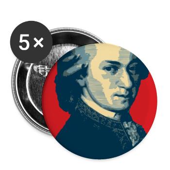 Wolfgang Amadeus Mozart - Buttons large 2.2''/56 mm (5-pack) - white - Front