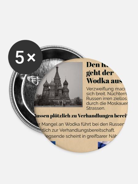 Russisch-Moskauer Nostalgie Design Ironisch - Buttons groß 56 mm (5er Pack) - Weiß