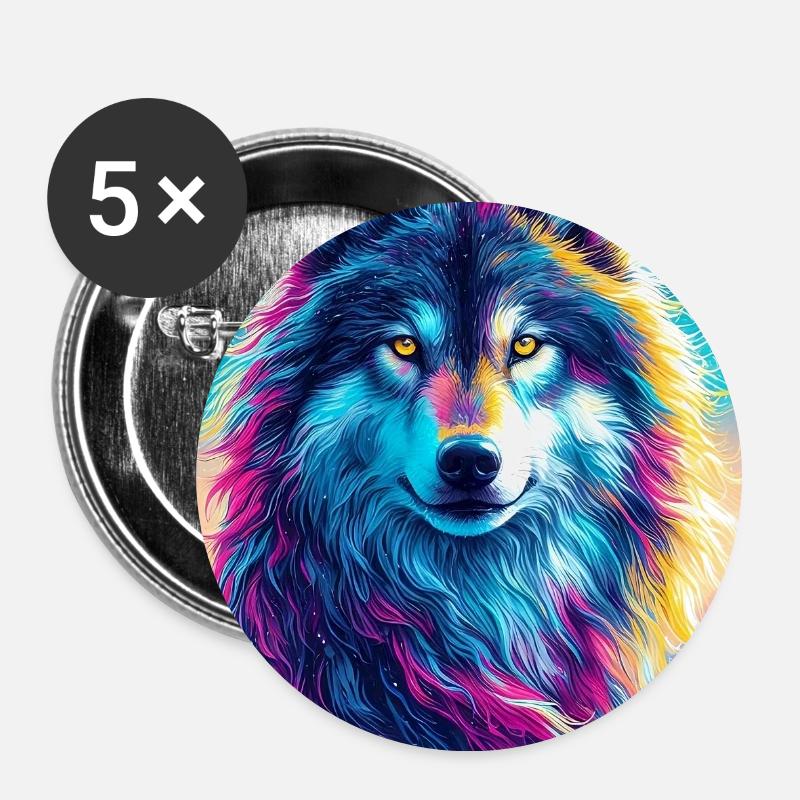 Wolf - Buttons large 2.2''/56 mm (5-pack) - white