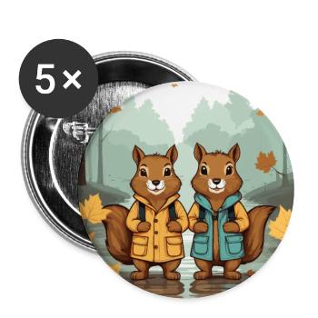 Écureuils mignons - Lot de 5 grands badges (56 mm) - blanc - Devant