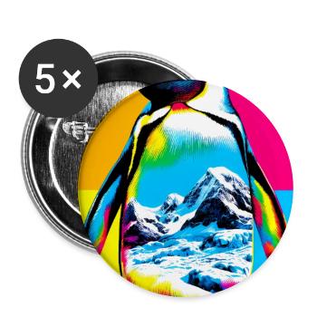 Pinguin - Buttons groß 56 mm (5er Pack) - Weiß - Vorne