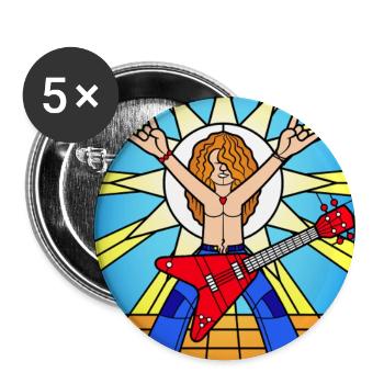 Buntglas-Rockgitarrist - Buttons groß 56 mm (5er Pack) - Weiß - Vorne