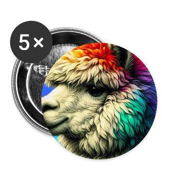 Alpaka - Buttons groß 56 mm (5er Pack) - Weiß - Vorne