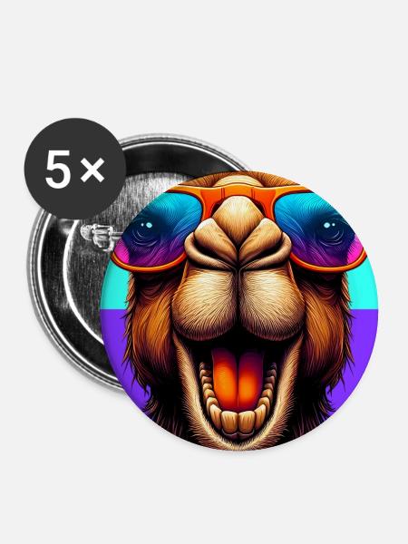 Kamel - Buttons groß 56 mm (5er Pack) - Weiß