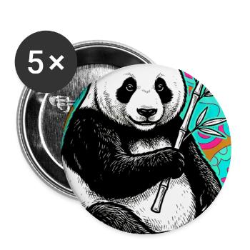 Panda - Buttons groß 56 mm (5er Pack) - Weiß - Vorne