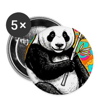Panda - Buttons groß 56 mm (5er Pack) - Weiß - Vorne
