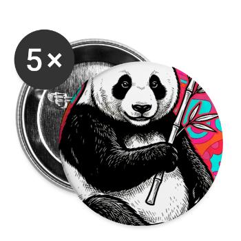 panda - Lot de 5 grands badges (56 mm) - blanc - Devant