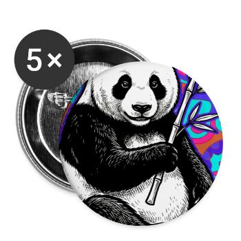 Panda - Buttons groß 56 mm (5er Pack) - Weiß - Vorne