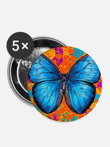 Schmetterling - Buttons groß 56 mm (5er Pack) - Weiß
