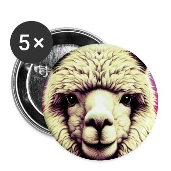 Alpaka - Buttons groß 56 mm (5er Pack) - Weiß - Vorne