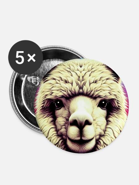 Alpaka - Buttons groß 56 mm (5er Pack) - Weiß