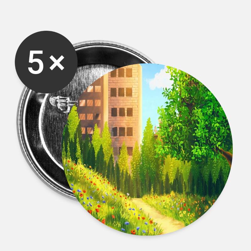 Urban Floral Trail - Buttons large 2.2''/56 mm (5-pack) - white