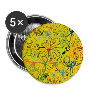 Verrücktes Gelb - Buttons groß 56 mm (5er Pack) - Weiß - Vorne