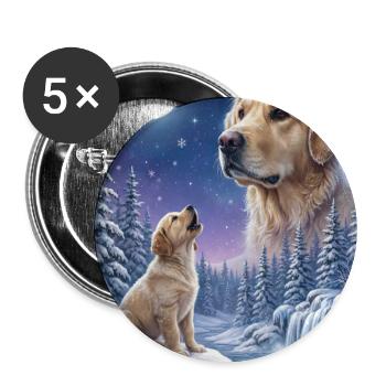 Howling to the Moon Meme Dog Golden Retriever - Buttons large 2.2''/56 mm (5-pack) - white - Front