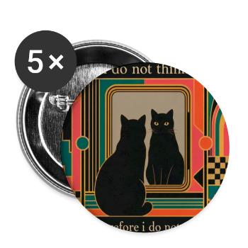 Funny Retro Art Deco Black Cat Philosophy - Buttons large 2.2''/56 mm (5-pack) - white - Front