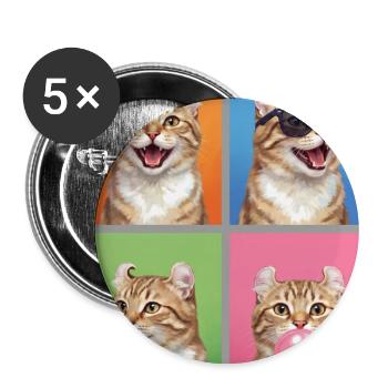 Katzen American Curl Katze - Buttons groß 56 mm (5er Pack) - Weiß - Vorne