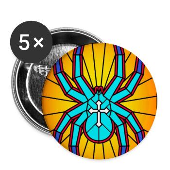 Halloween-Spinnen-Buntglas-Design - Buttons groß 56 mm (5er Pack) - Weiß - Vorne