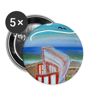 EG Meer I Strandkorb I Zingst I Ostsee l Bild - Buttons groß 56 mm (5er Pack) - Weiß - Vorne