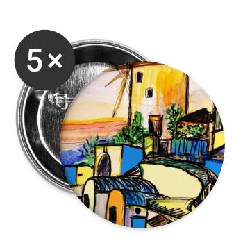 EG Urlaub I Meer I Griechenland I Kreta I Aquarell - Buttons groß 56 mm (5er Pack) - Weiß - Vorne