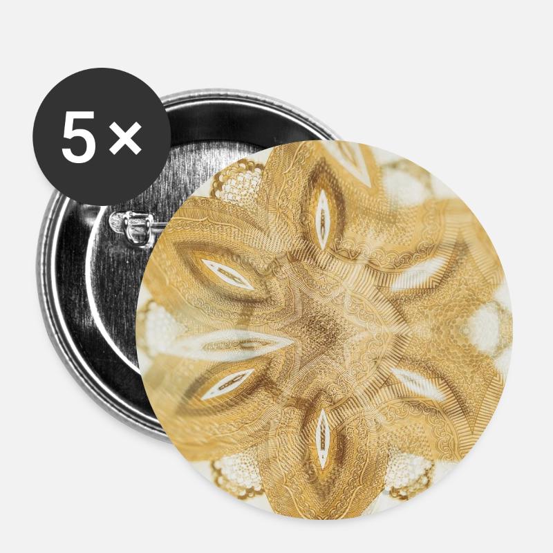 Golden Mandala Harmony - Buttons large 2.2''/56 mm (5-pack) - white