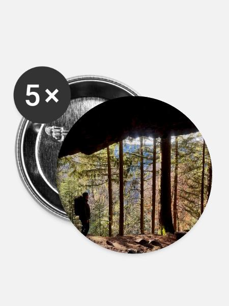 Waldwanderer Naturkunst Design - Buttons groß 56 mm (5er Pack) - Weiß