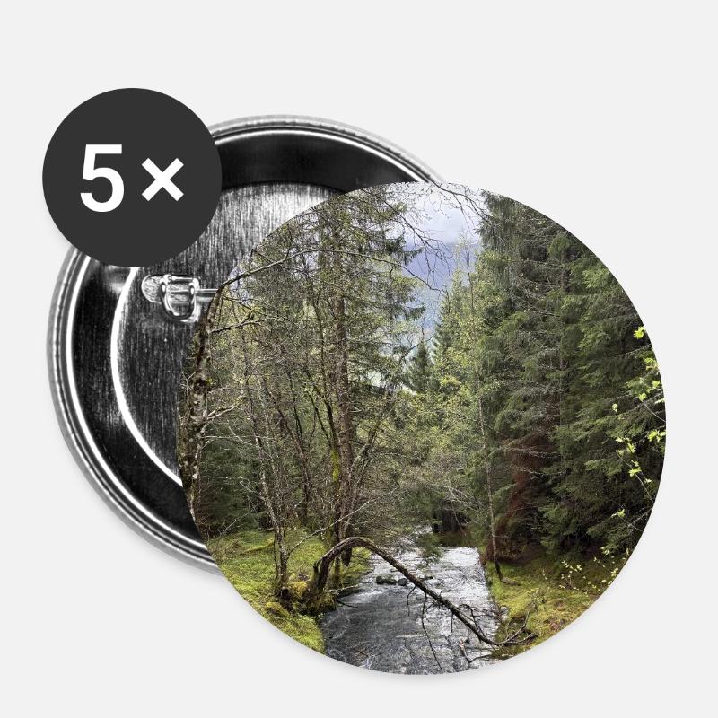 Natural landscape with river and trees - Buttons large 2.2''/56 mm (5-pack) - white