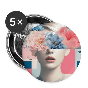 Abstrakte florale Weiblichkeit - Buttons groß 56 mm (5er Pack) - Weiß - Vorne