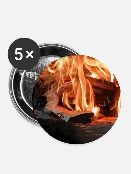 Flamme Hängende Flamme - Buttons groß 56 mm (5er Pack) - Weiß