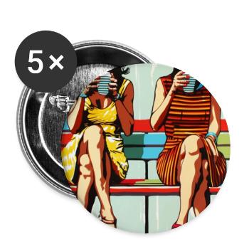 Pop Art Deux Chic Petites amies Dames Chapeaux Café - Lot de 5 grands badges (56 mm) - blanc - Devant