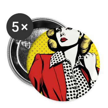 Pop Art Dame Roter Blazer gepunktete Bluse Mode - Buttons groß 56 mm (5er Pack) - Weiß - Vorne