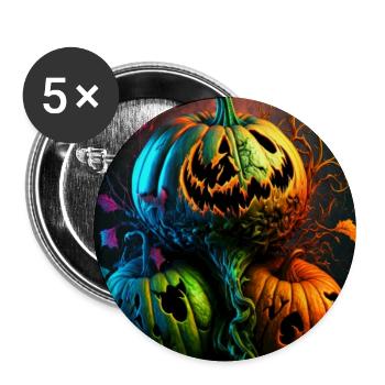 Neon Halloween Kürbisse - Buttons groß 56 mm (5er Pack) - Weiß - Vorne