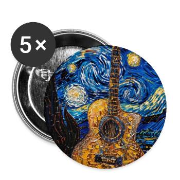 Guitare Van Gogh Nuit étoilée - Lot de 5 grands badges (56 mm) - blanc - Devant