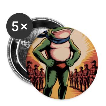 Portland Widerstand Frosch - USA Proteste T-Shirt - Buttons groß 56 mm (5er Pack) - Weiß - Vorne
