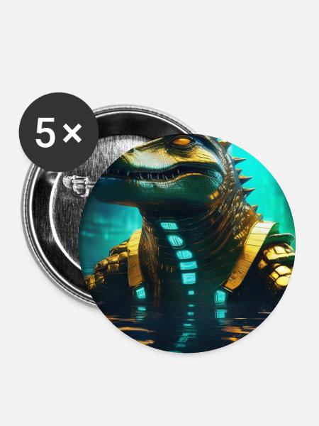 Sobek – Wächter des Nils - Buttons groß 56 mm (5er Pack) - Weiß