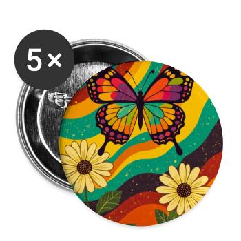 Psychedelic Butterfly Garden in Groovy Colors - Buttons large 2.2''/56 mm (5-pack) - white - Front