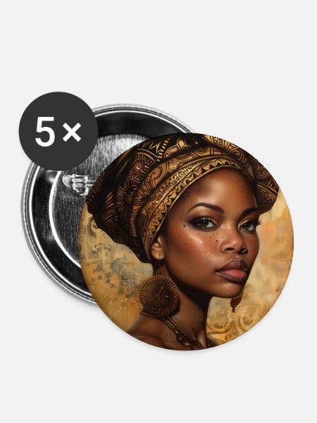 Afro-Kultur - Buttons groß 56 mm (5er Pack) - Weiß