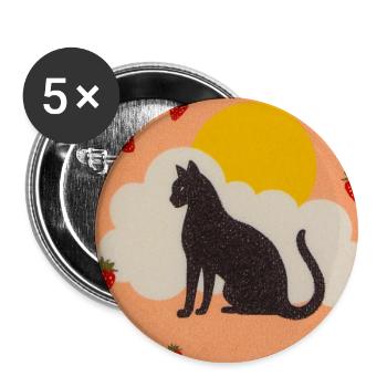 Silhouette einer Wolkenkatze in der Erdbeersonne - Buttons groß 56 mm (5er Pack) - Weiß - Vorne