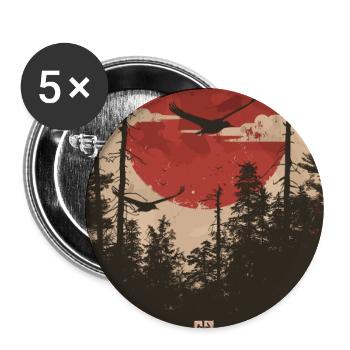 Red Sun Forest Ukiyo-e Forest Landscape - Buttons large 2.2''/56 mm (5-pack) - white - Front