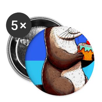 loutre - Lot de 5 grands badges (56 mm) - blanc - Devant