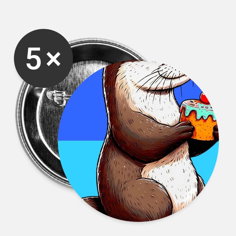 Otter - Buttons groß 56 mm (5er Pack) - Weiß