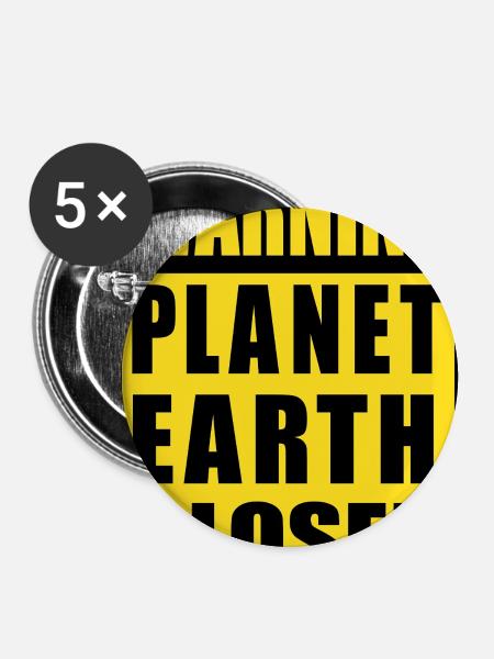 Planet Erde geschlossen - Buttons groß 56 mm (5er Pack) - Weiß