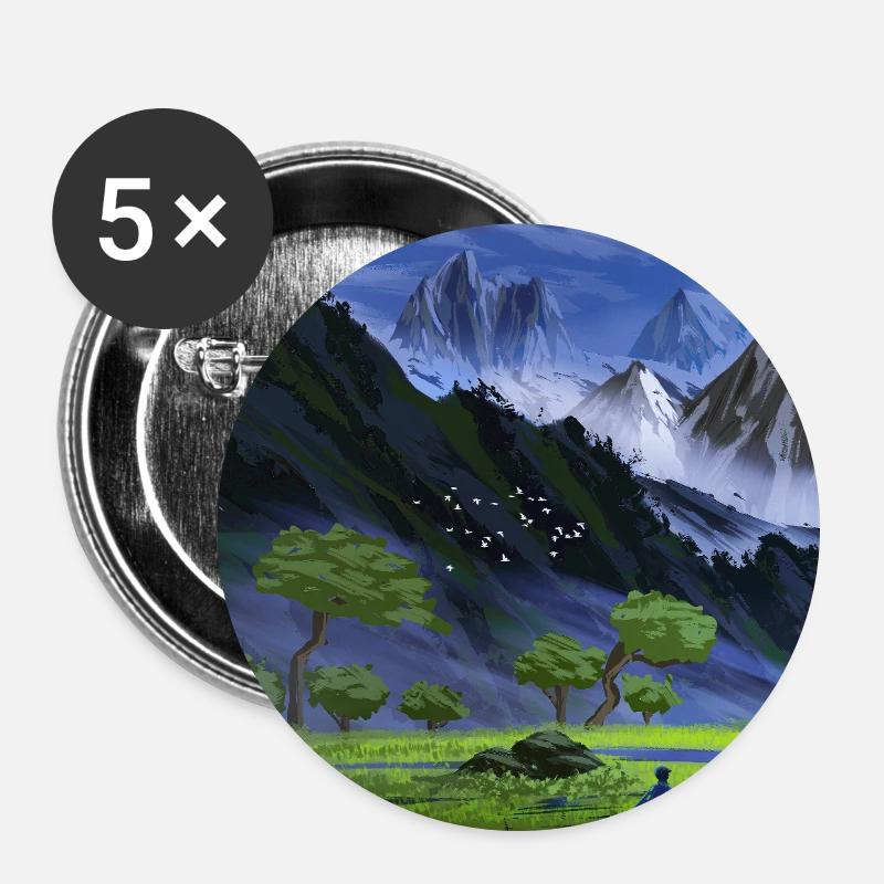 Alpine Valley & Blue Mountains - Buttons large 2.2''/56 mm (5-pack) - white