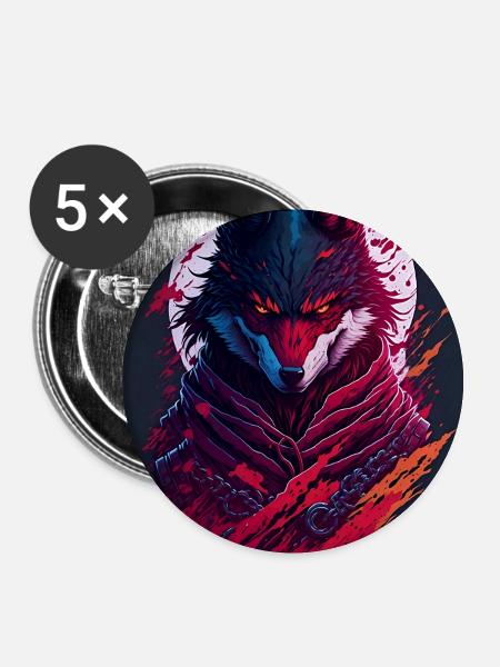 Blutmond Wolfsgeist - Buttons groß 56 mm (5er Pack) - Weiß