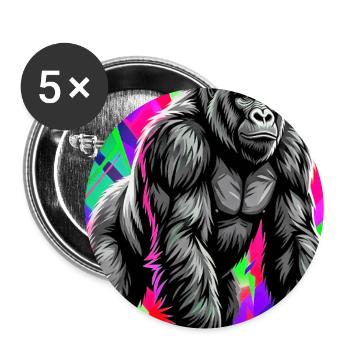 gorille - Lot de 5 grands badges (56 mm) - blanc - Devant